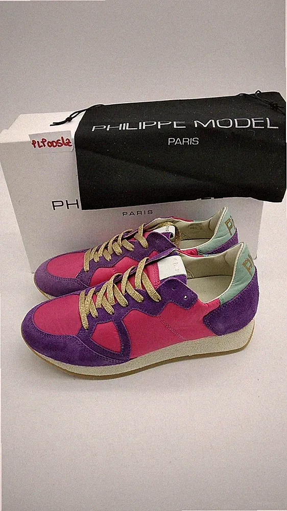 PHILIPPE MODEL Sneaker Damen Laufschuhe aus Leder Fuxia Viola EU 38 PLP005LZ