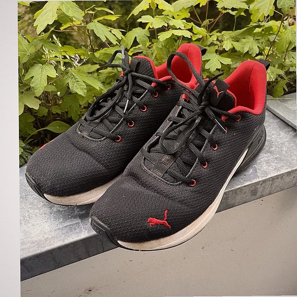 PUMA IGNITE Herren Laufschuhe Sneaker schwarz/rot Stoff EU 45 378894-01