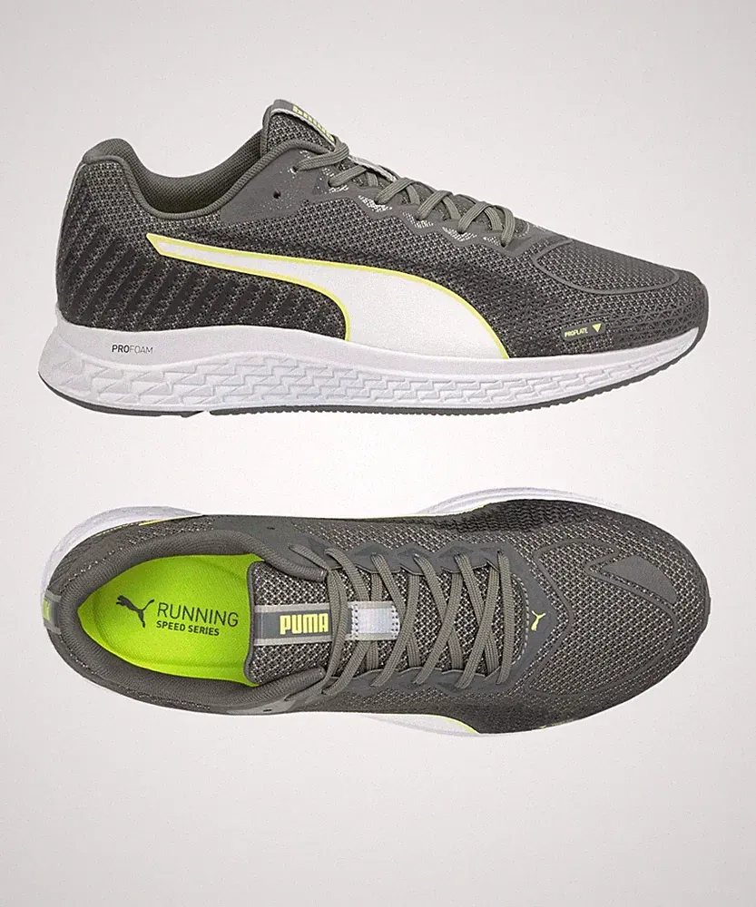 Puma Speed Sutamina 2 Laufschuhe Herren Grau Gelb Gr 48,5 Running Schuhe Sneaker