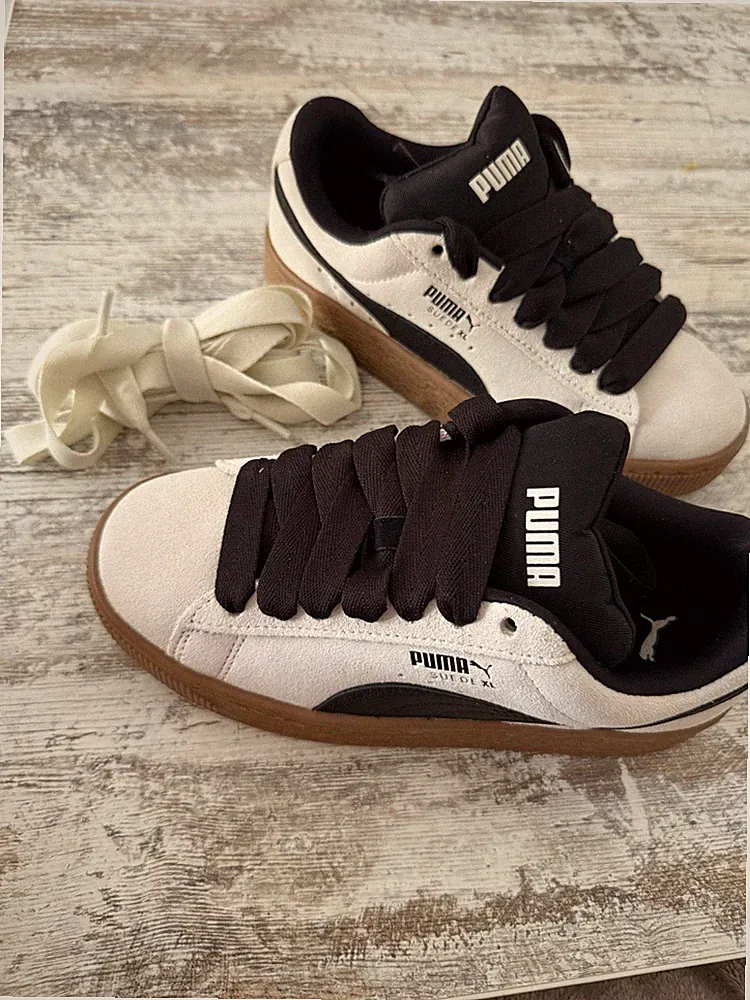 PUMA Suede XL Sneaker Low Top Wildleder Schnürung Beige EU 35,5 Gum