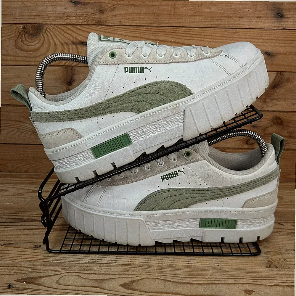 Puma Turnschuhe Herren Größe UK 8 Mayze Mix weiß grün Plateau Stack klassische Schuhe