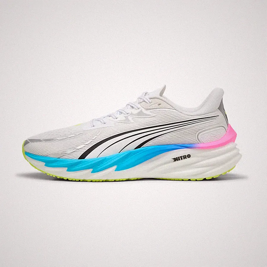 Puma Velocity NITRO 4 Herren Laufschuhe In Weiß Und Blau Alle Größen