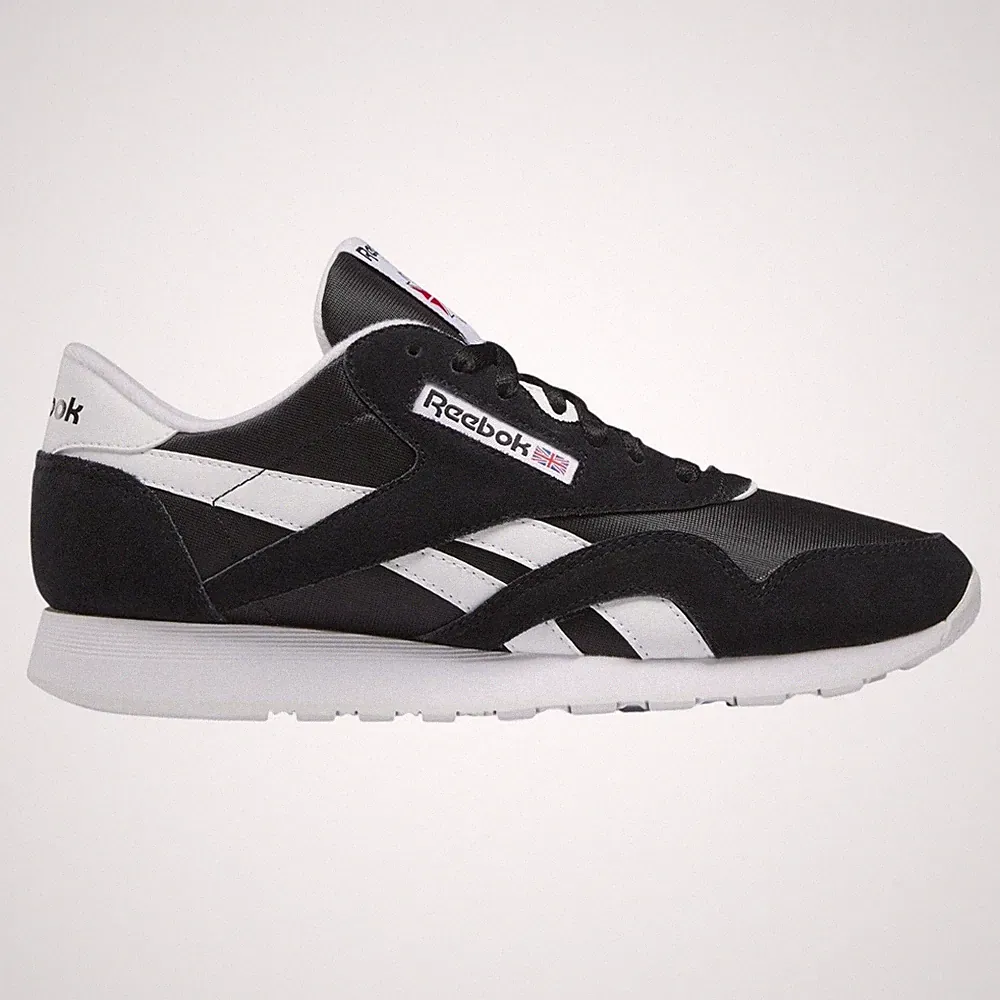Reebok Classic Nylon Herren Retro Laufschuhe Schwarz Weiß Sneaker Turnschuhe