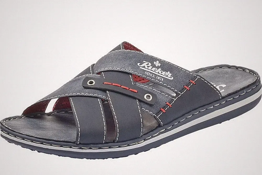 Rieker Herren Pantolette Blau 21099-15 Schuhe Sandale Sommer