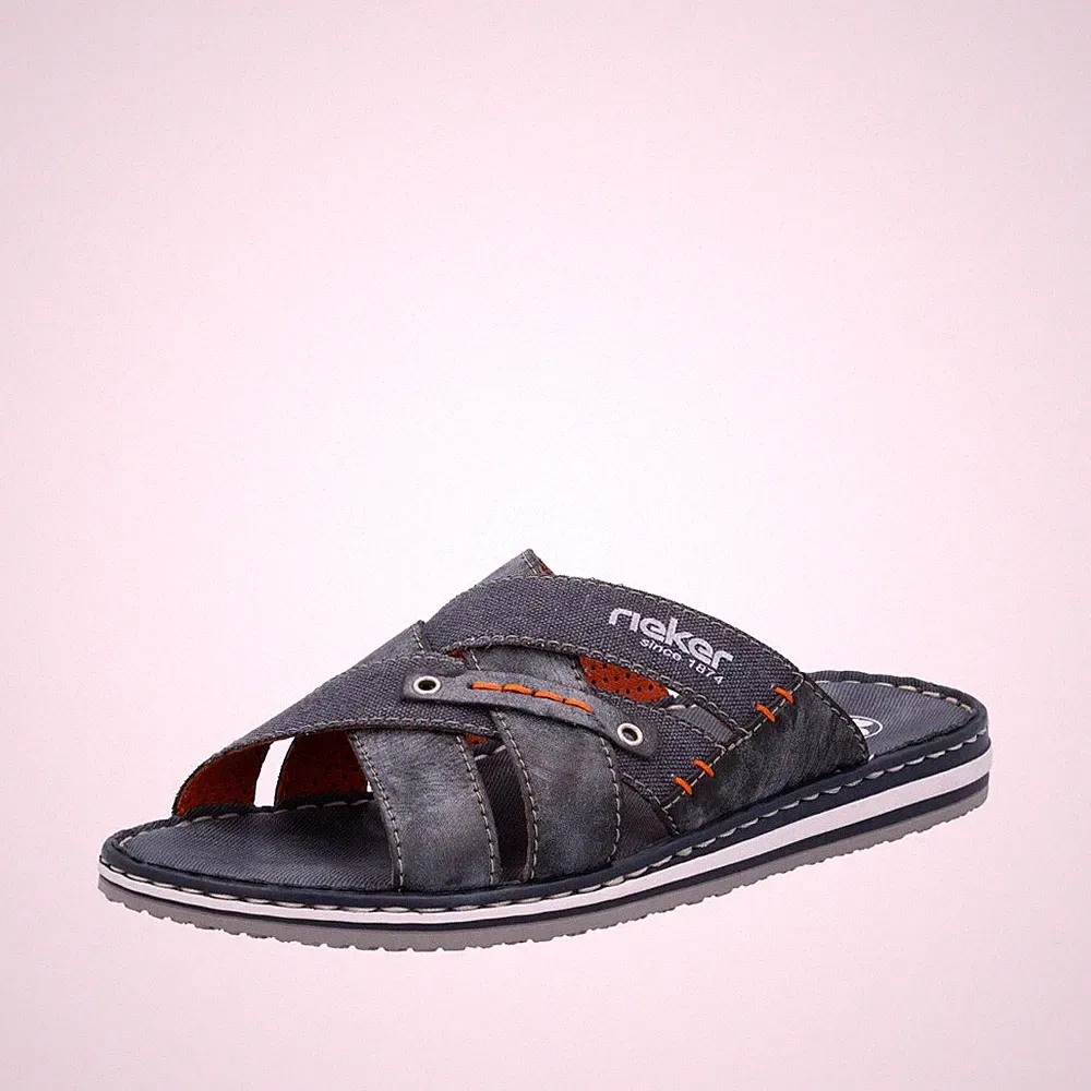 Rieker Herren Pantolette Schuhe Blau 21599-14 Sommer