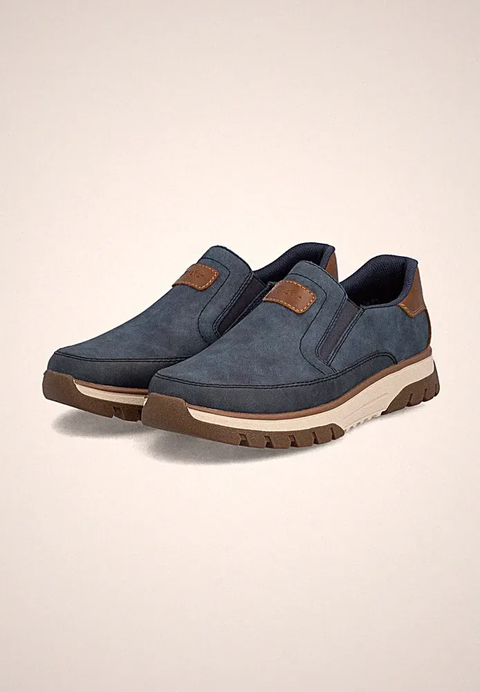 Rieker Herren Slipper Halbschuhe Leder Komfort B9350-15 Blue