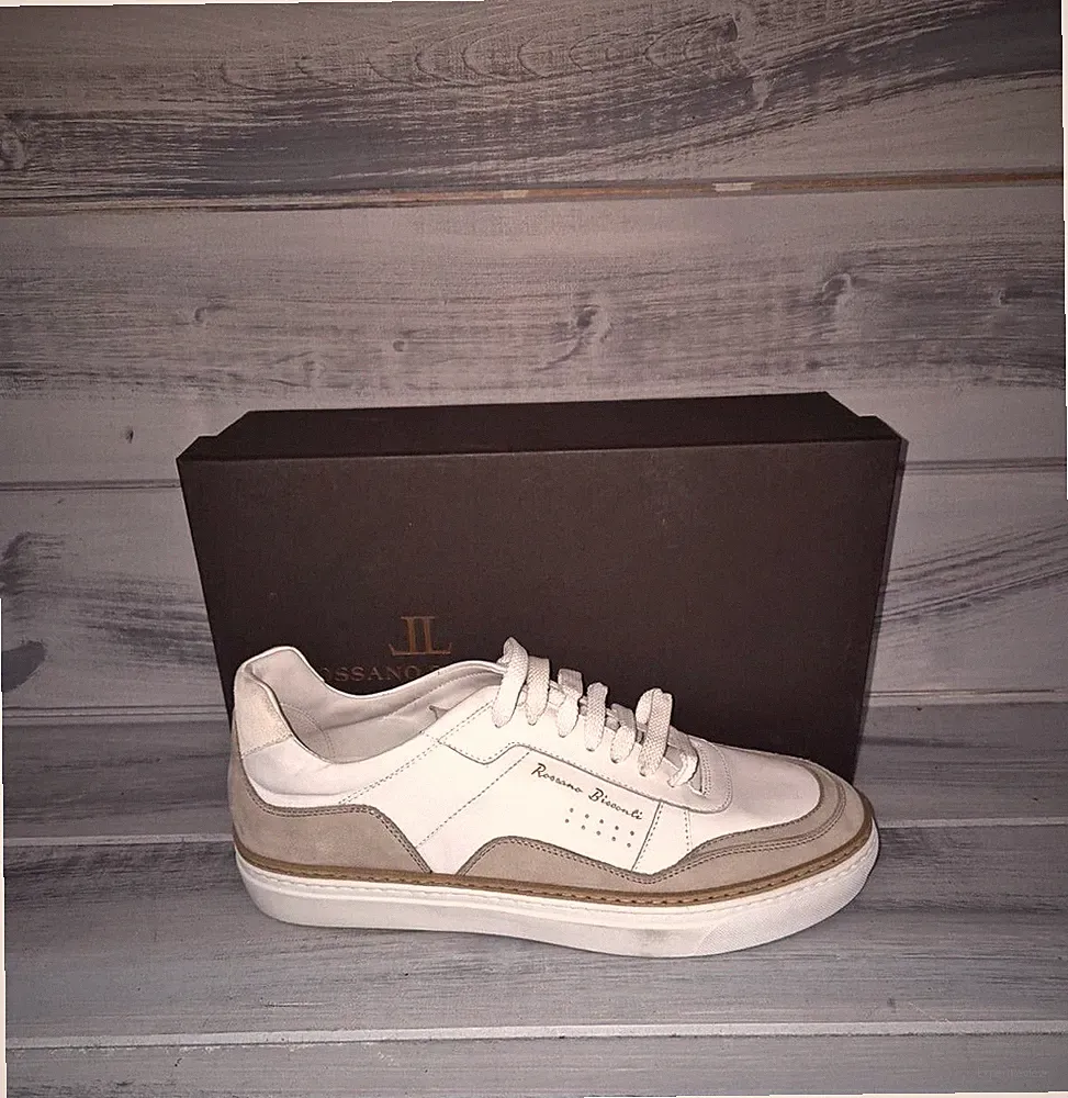 ROSSANO BISCONTI Herren Sneaker Aus Leder Weiß EU 42 Laufsohle 28 cm RB02