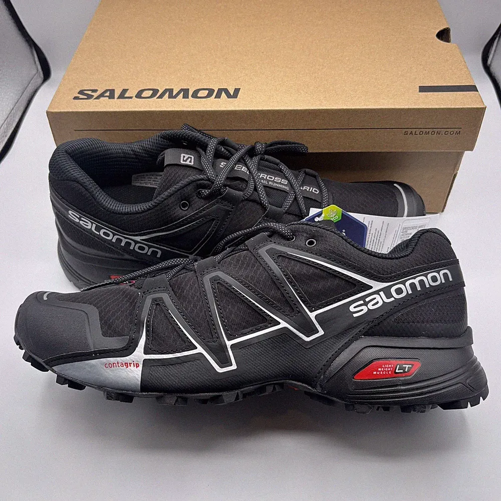 Salomon Herren UK11,5 Speedcross Vario 2 Trail Laufschuhe in Schwarz/Silber ✅
