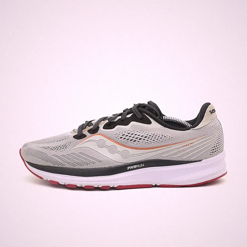 Saucony Damen Ride 14 Sportschuh Grau Weiß Rot Schaft Laufschuhe EU 40.5