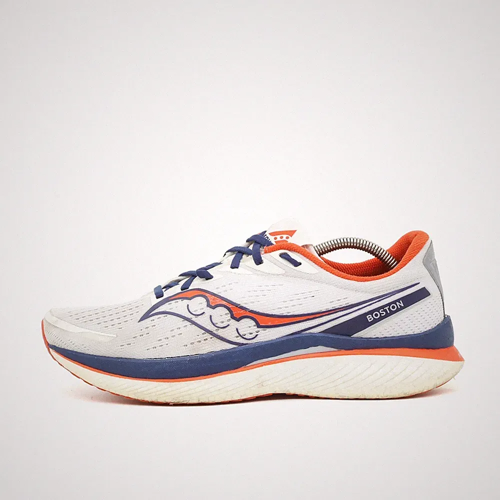 Saucony Herren Boston Sneaker Weiß/Blau/Orange Leichtgewicht Laufschuhe EU 44.5