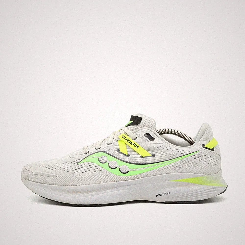 Saucony Herren Guide 16 Laufschuhe Weiß Mesh PWRRUN-Dämpfung Laufschuh EU 44.5