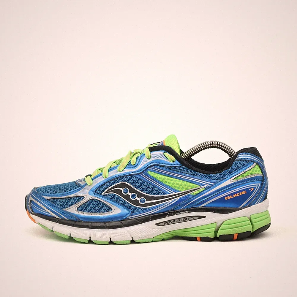 Saucony Herren Guide 7 Sneaker Blau/Grü Mesh/Synthetik ämpfung Laufschuh EU 42