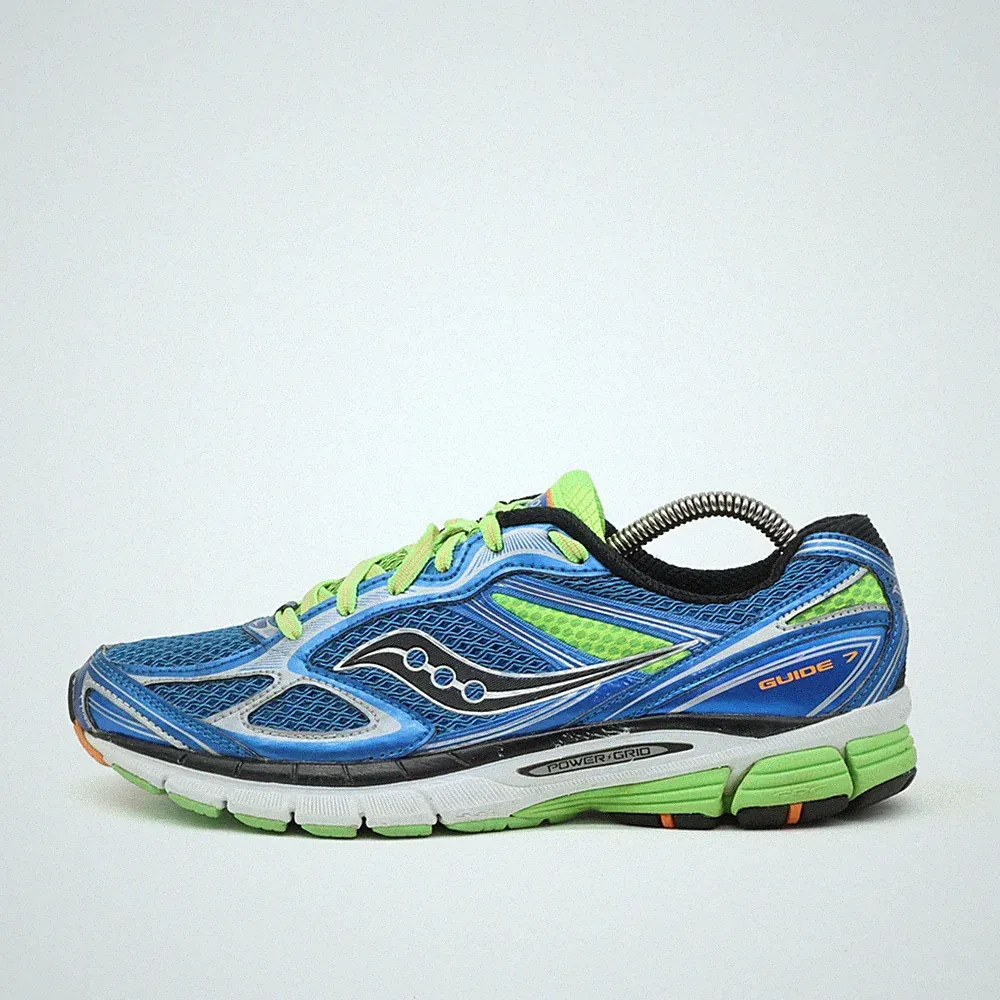 Saucony Herren Guide 7 Sneaker Blau/Grü Mesh/Synthetik Dämpfung Laufschuh EU 42