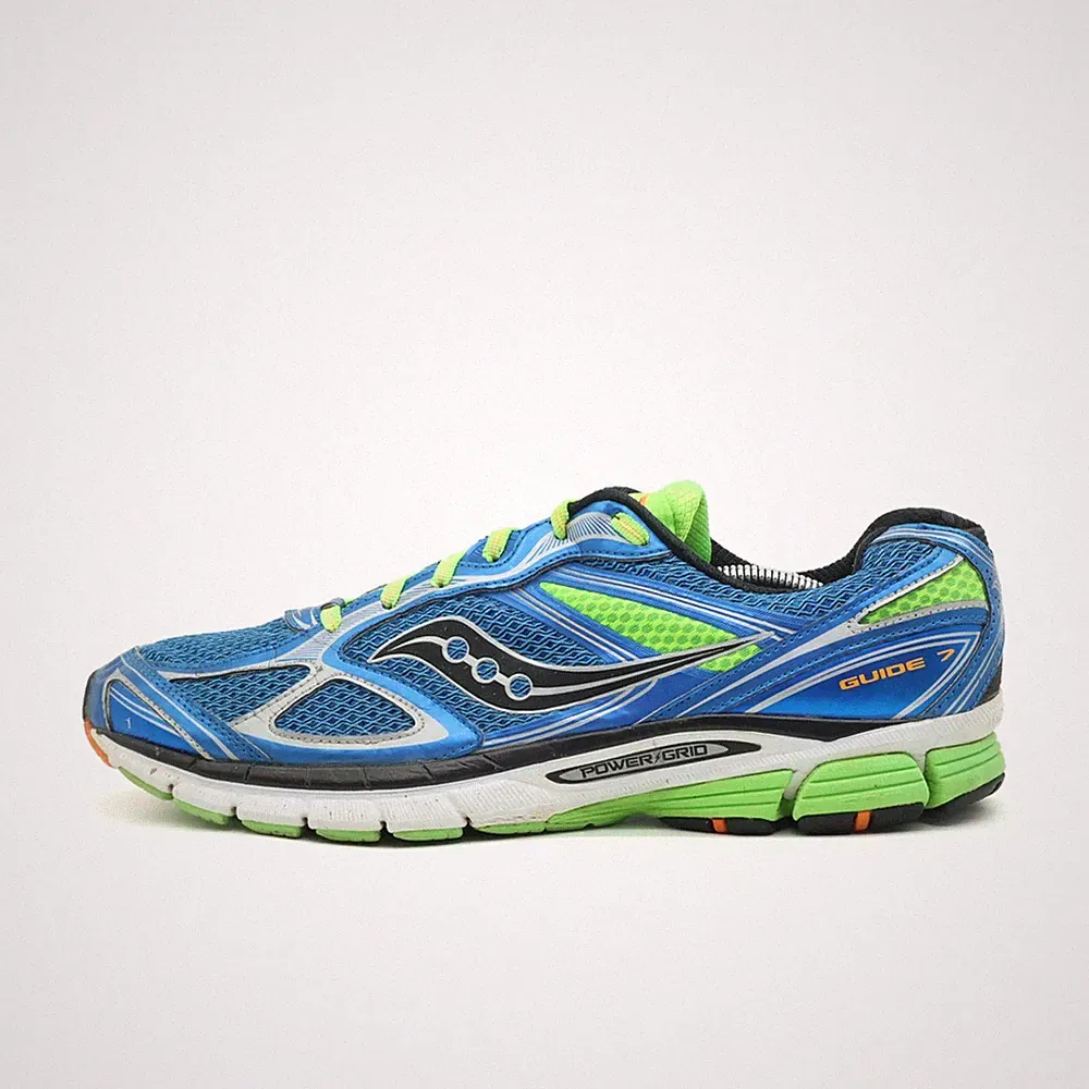Saucony Herren Guide 7 Sneaker Blau Grü Synthetik Mesh PowerGrid Laufschuh EU 47