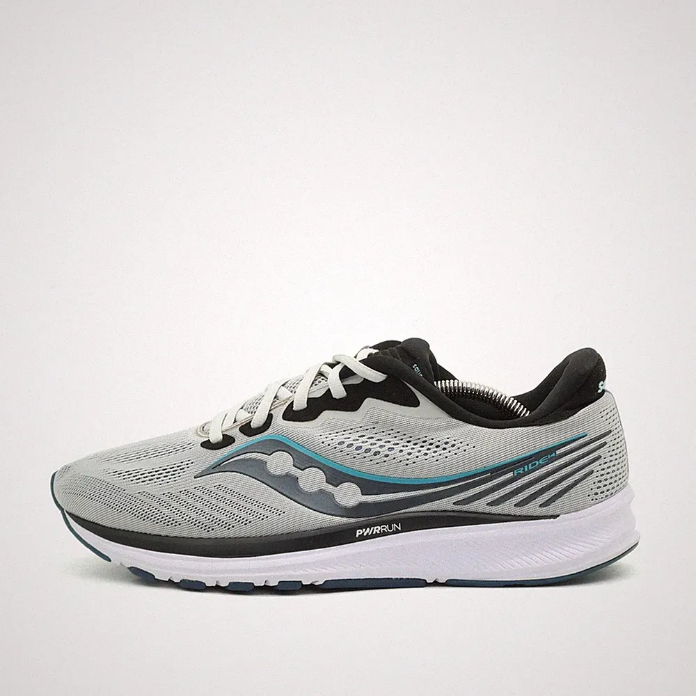 Saucony Herren Ride 14 Schuhe Grau/Blau Textil/TPU Low-Top Laufschuhe EU 44.5