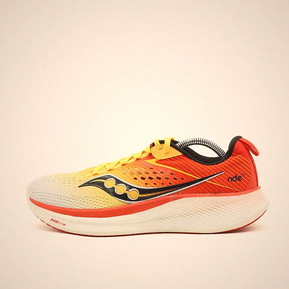 Saucony Herren Ride 17 Sneaker Gelb/Orange Mesh Atmungsaktiv Laufschuh EU 42