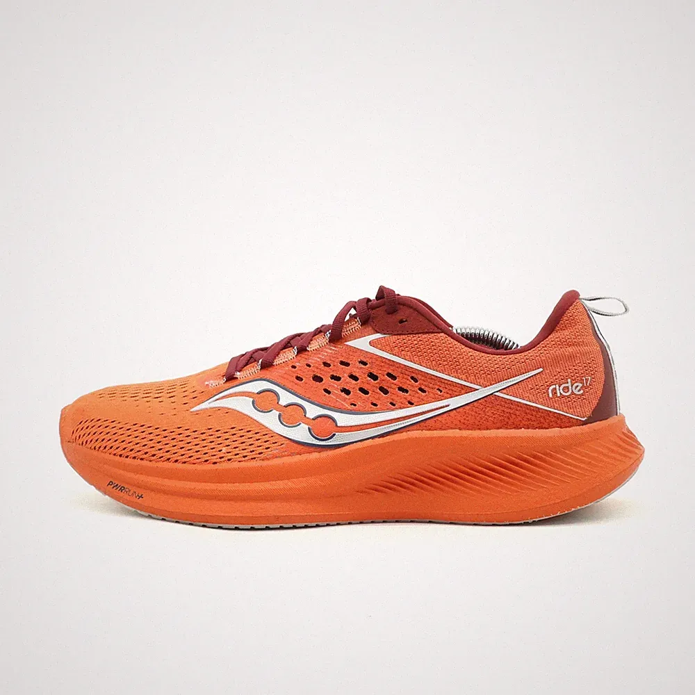 Saucony Herren Ride 17 Sportschuhe Orange Rot Mesh Sohle Laufschuhe EU 44,5