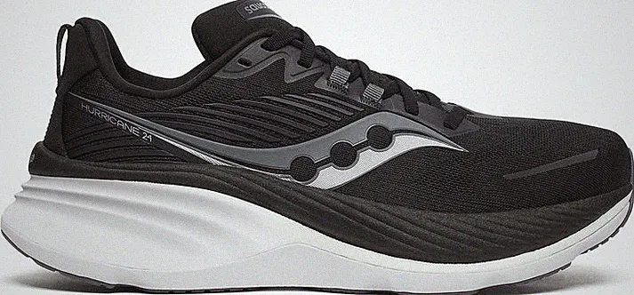 Saucony Hurricane 24 HERREN LAUFSCHUHE SPORTSCHUH STÜTZE HOHE GEPOLSTERUNG SCHWARZ SCHUHE UK 9