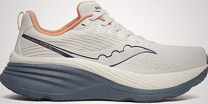 Saucony Hurricane 24 HERREN LAUFSCHUHE SPORTSCHUH STÜTZE HOHE GEPOLSTERUNG WEISS SCHUHE UK 8
