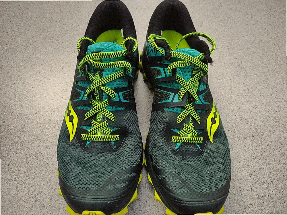 Saucony Peregrine ISO Traillaufschuh für Männer, Größe 46,5, schwarz/grün/gelb