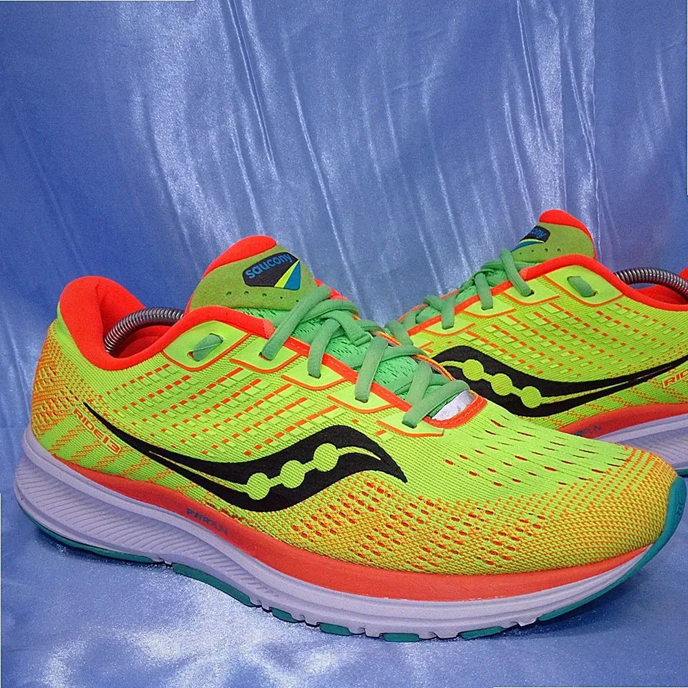 SAUCONY RIDE 13 LAUFSCHUHE GR 42,5 HERREN SCHUHE GUIDE RUNNING SPORTSCHUHE NEON