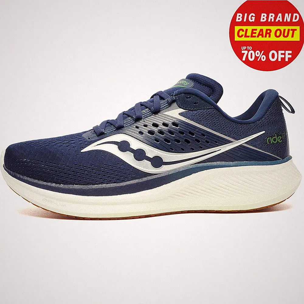Saucony Ride 17 Herren Laufschuhe Fitness Gym Workout Performance Trainer Navy