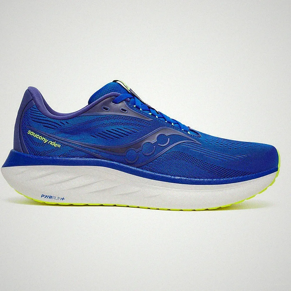 Saucony Ride 18 Herren Laufschuhe Neutral Sneaker Blau UK 13