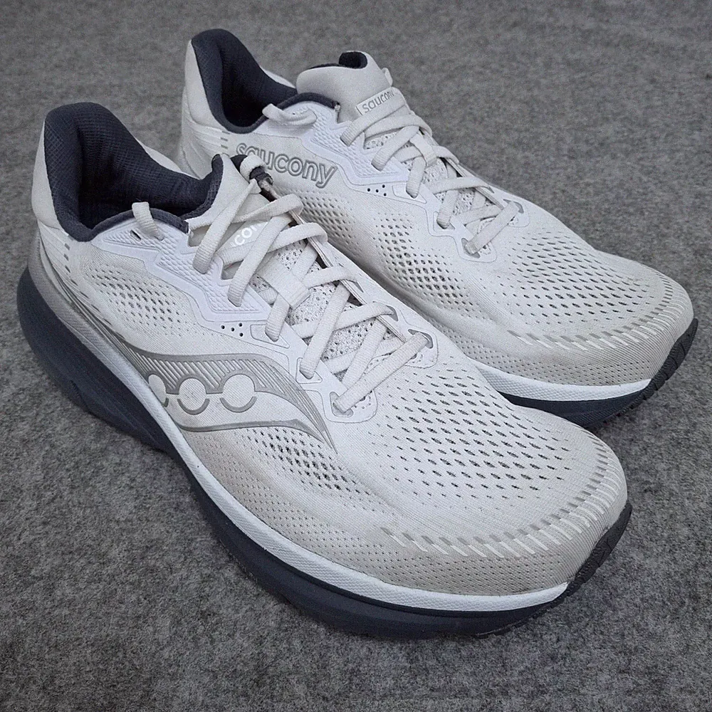 Saucony Schuhe Herren UK 11 weiß grün Guide 19 gepolsterte Straßenlaufschuhe