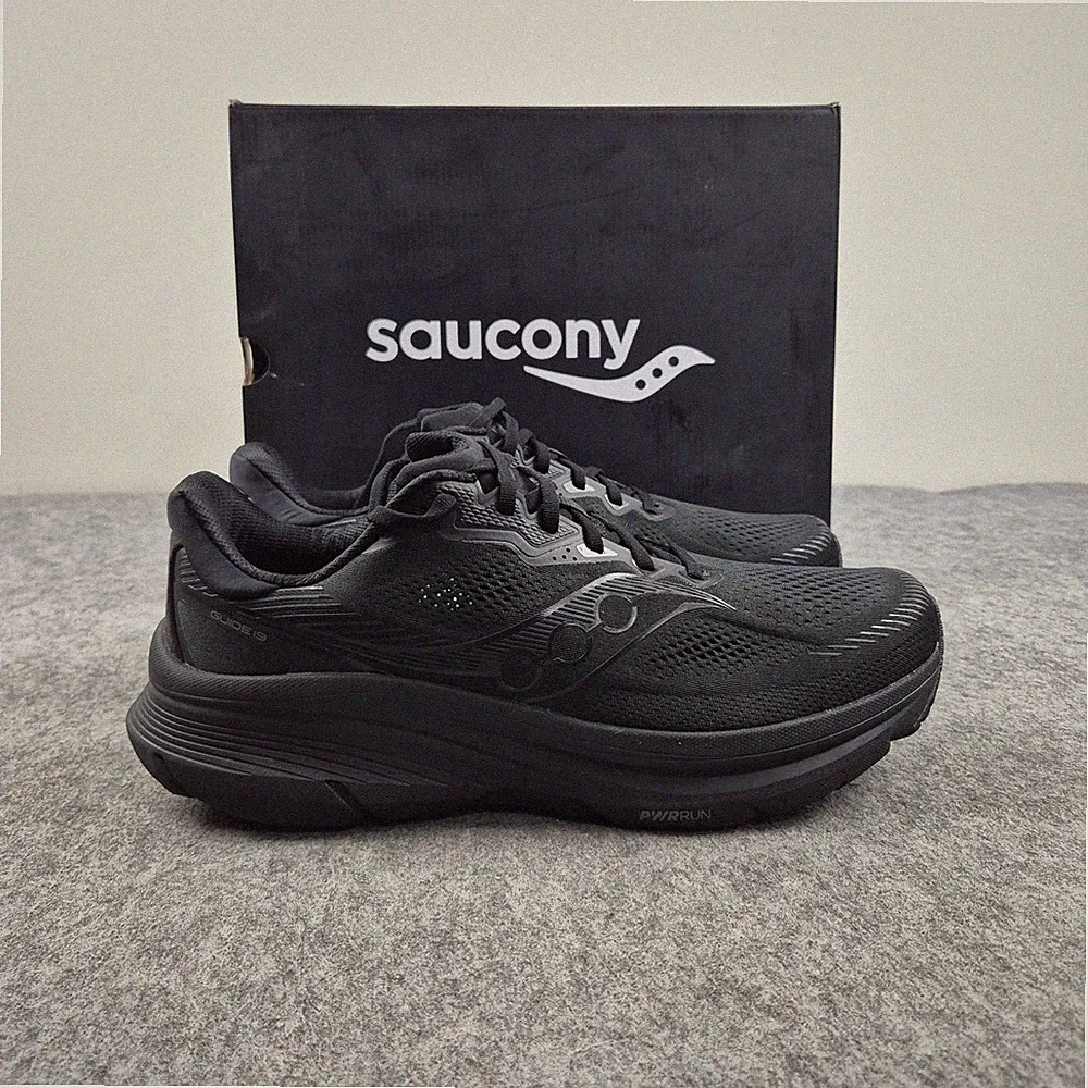 Saucony Sneaker Herren UK 12 Triple Black Guide 19 Laufschuhe gepolstert weit