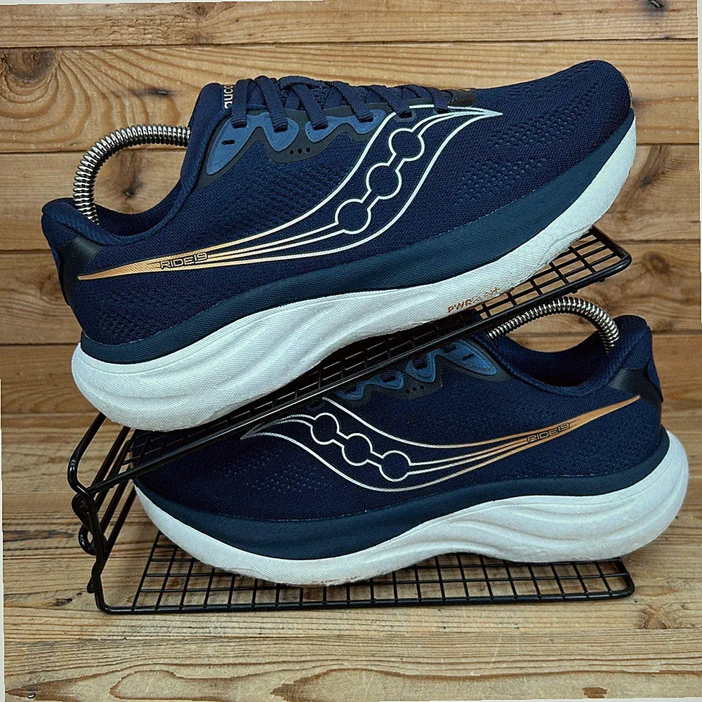 Saucony Turnschuhe Herren Größe UK 7 Ride 19 Weite blau Straßenlauf gepolstert Fitnessschuhe