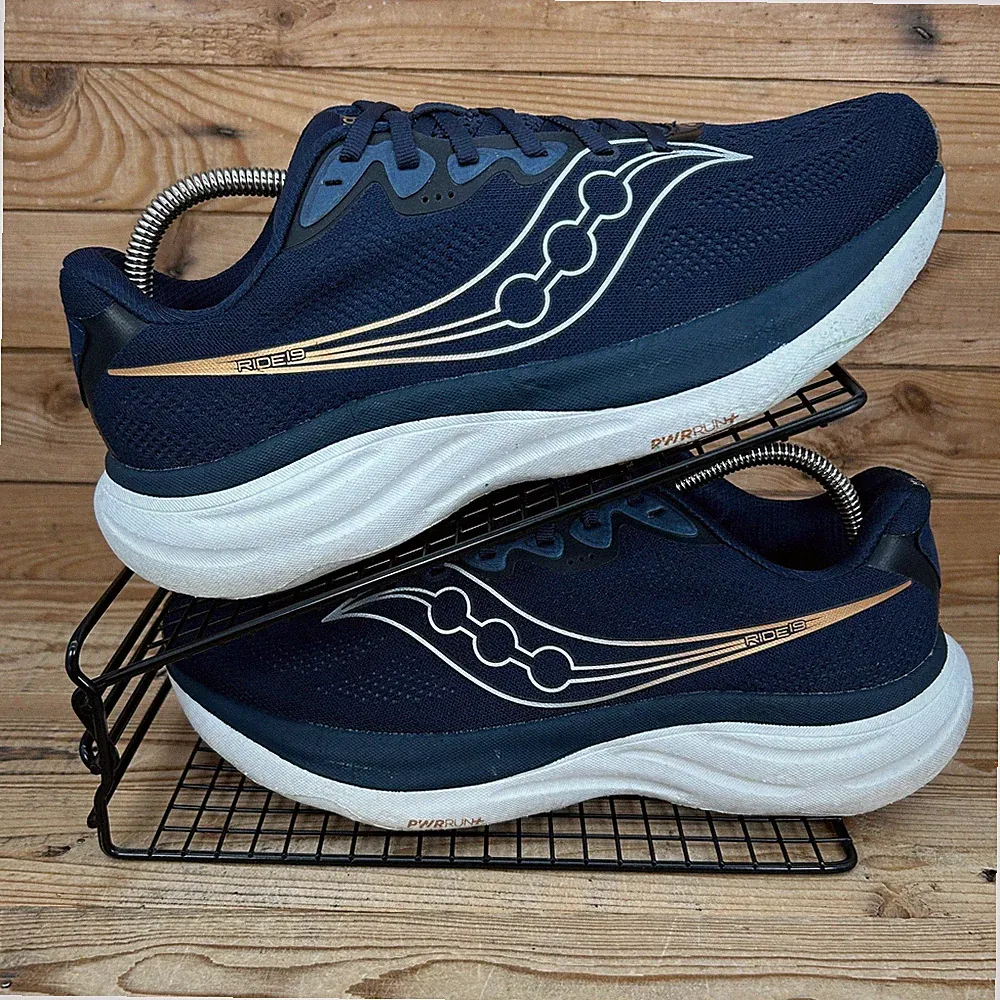 Saucony Turnschuhe Herren Größe UK 8,5 Ride 19 Weite blau Straßenlauf gepolsterte Schuhe