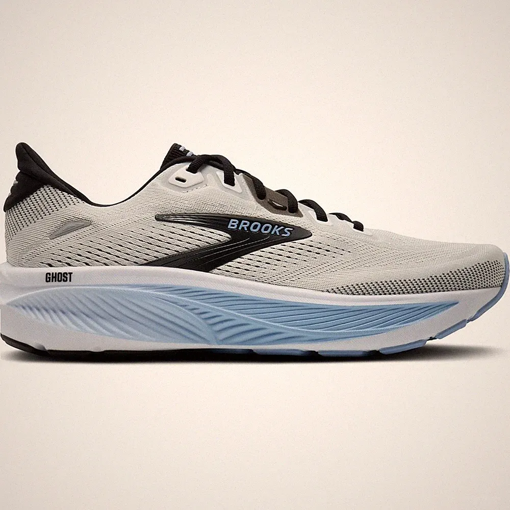Schuhe Lauf Herren Brooks Ghost 18 1104931D172WhiteBlack Hellblau-Schwarz