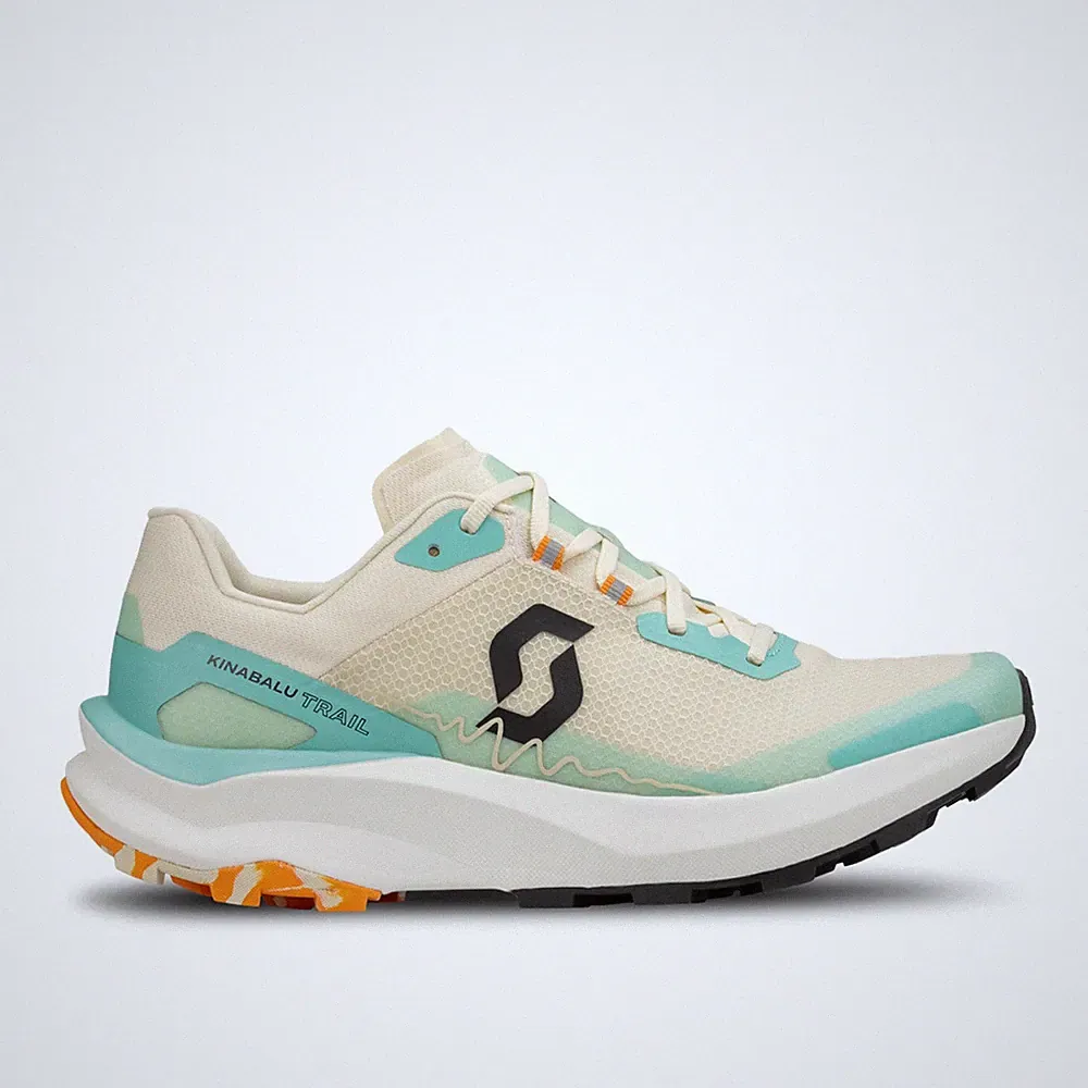 Scott W's Kinabalu Trail Damen Cream Beige Cascade Blue Laufschuhe Trailschuhe