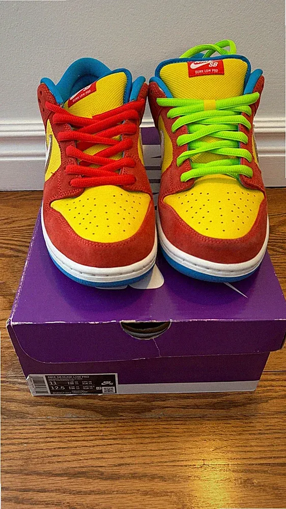 Size 11M/12.5W - VNDS Nike SB Dunk Low Pro Bart Simpson - Skateboard Sneaker