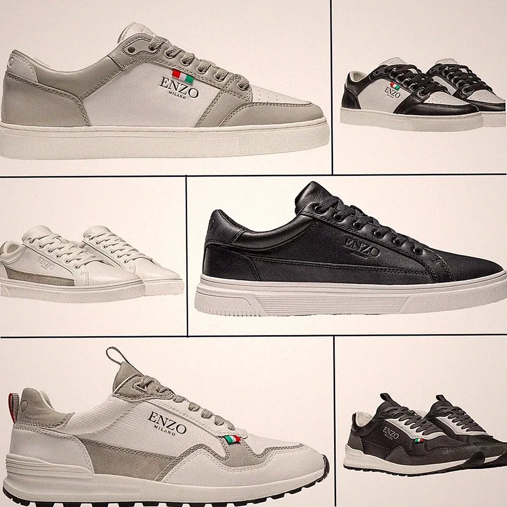 Skechers Enzo Herren Sneaker Laufschuhe Schnürschuhe Trainingsschuhe Black White