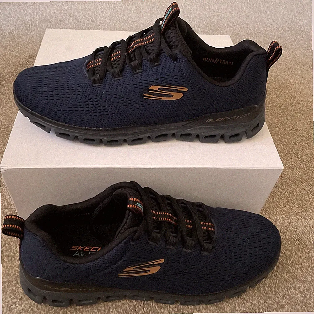 SKECHERS Glide Step Fasten Up Herren Schnürschuhe Navy/​Schwarz Schuhe Sneaker Gr UK10