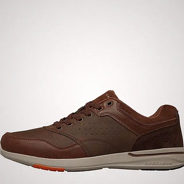 SKECHERS Herren Elent Velago Leder Schuhe Braun