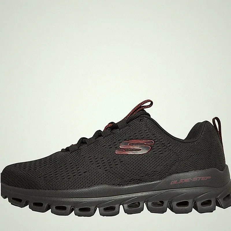 SKECHERS Herren Glide Step Fasten Up Schwarz/​Rot Schuhe