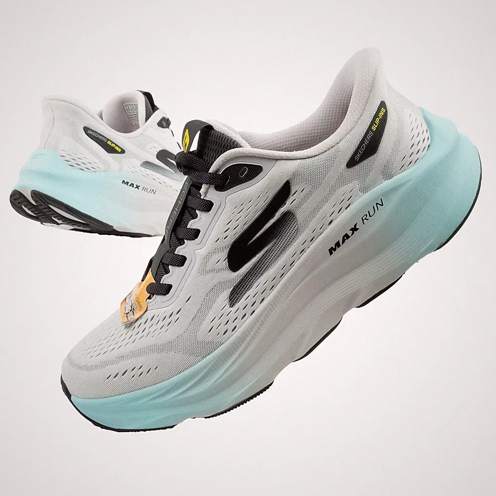 Skechers Max Run Slip-Ins Herren Sneaker Laufschuhe Turnschuhe Sportschuhe Weiß