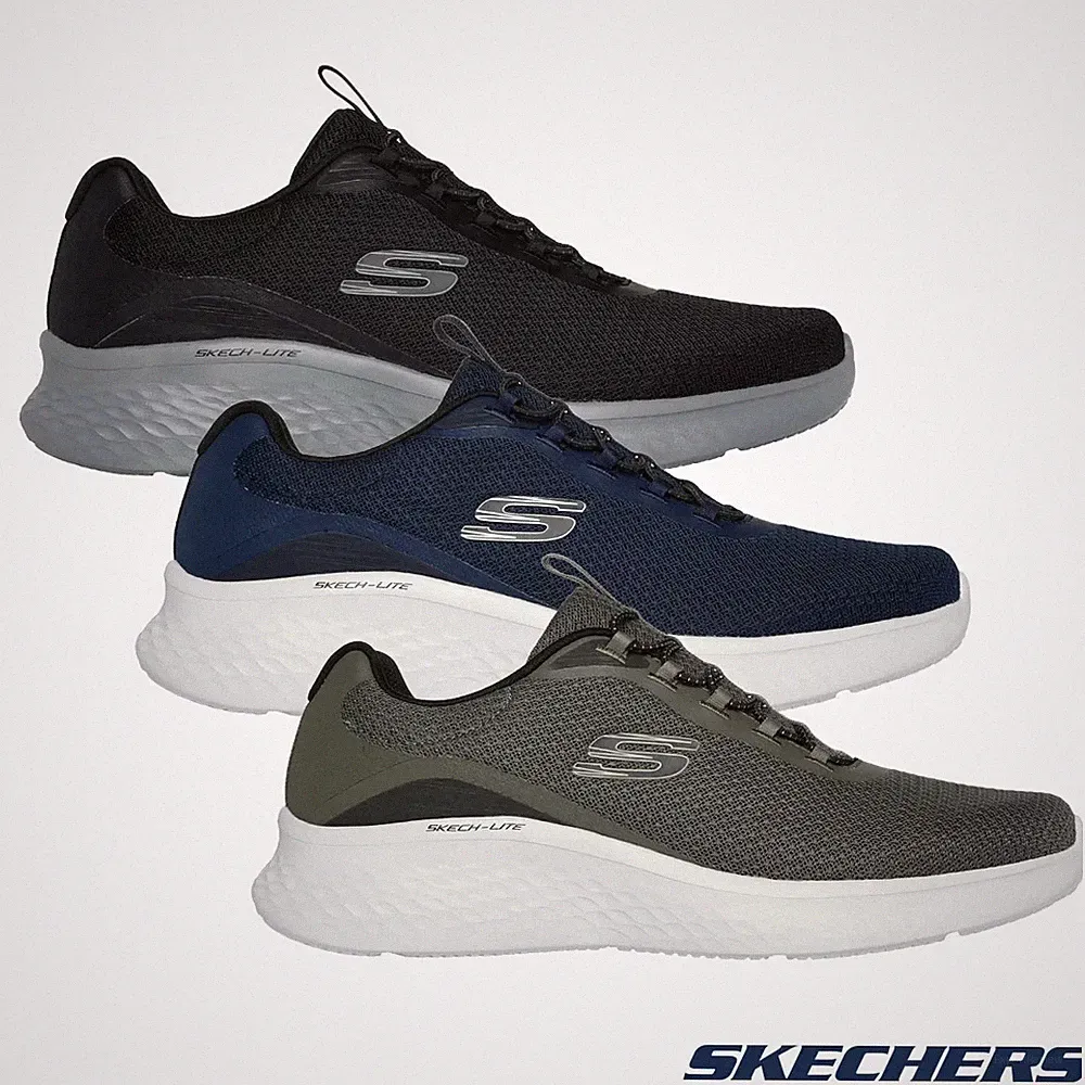 SKECHERS SNEAKER Herren Schwarz & Navy Lite Pro Sketchers MEMORY FOAM Wanderschuhe