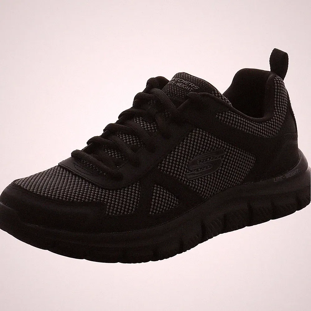 Skechers Track Bucolo, Herren Laufschuhe, Black Leather Mesh Trim, 43 EU