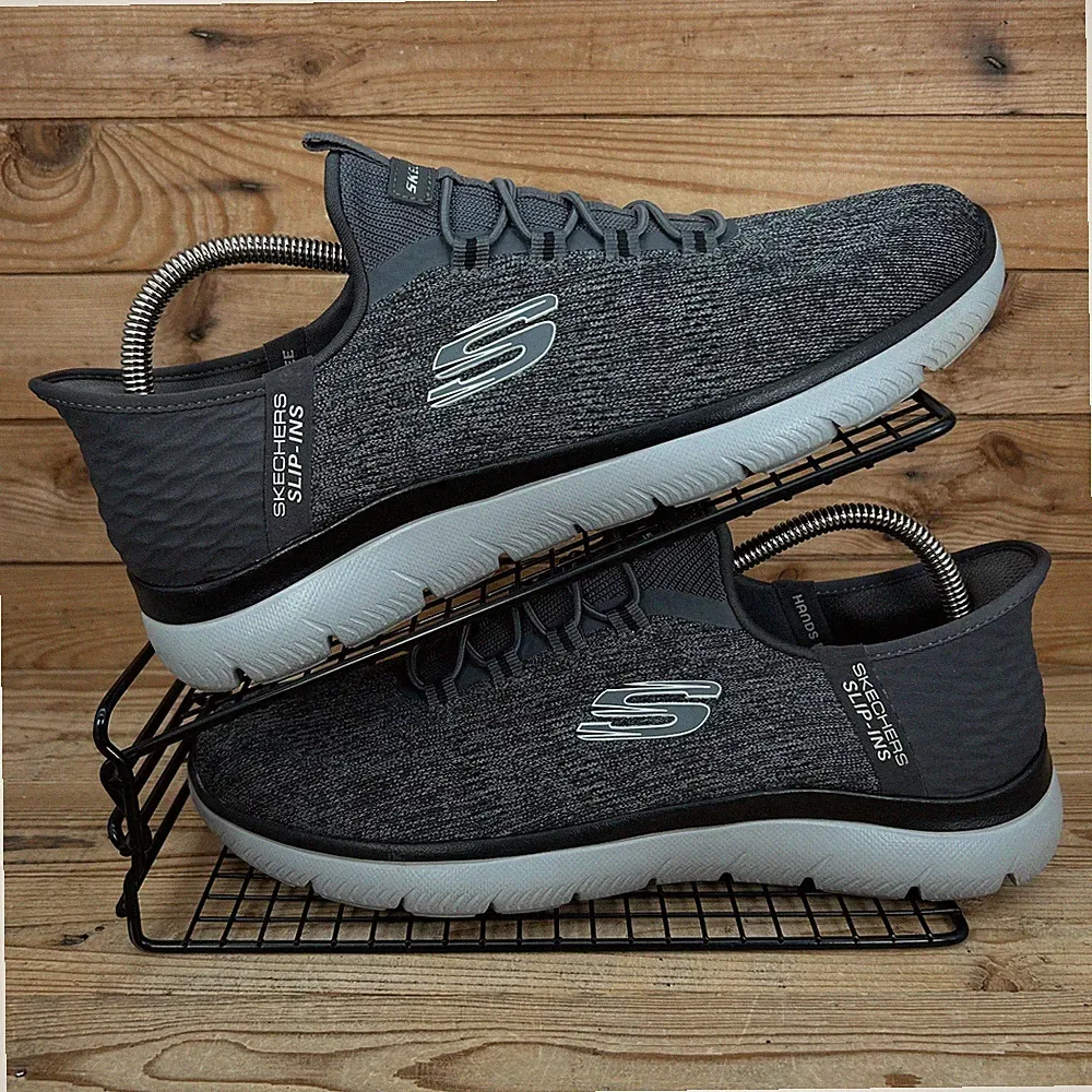 Skechers Turnschuhe Herren UK 8 Summits Slip Ins grau freihändig bequem Wanderschuhe