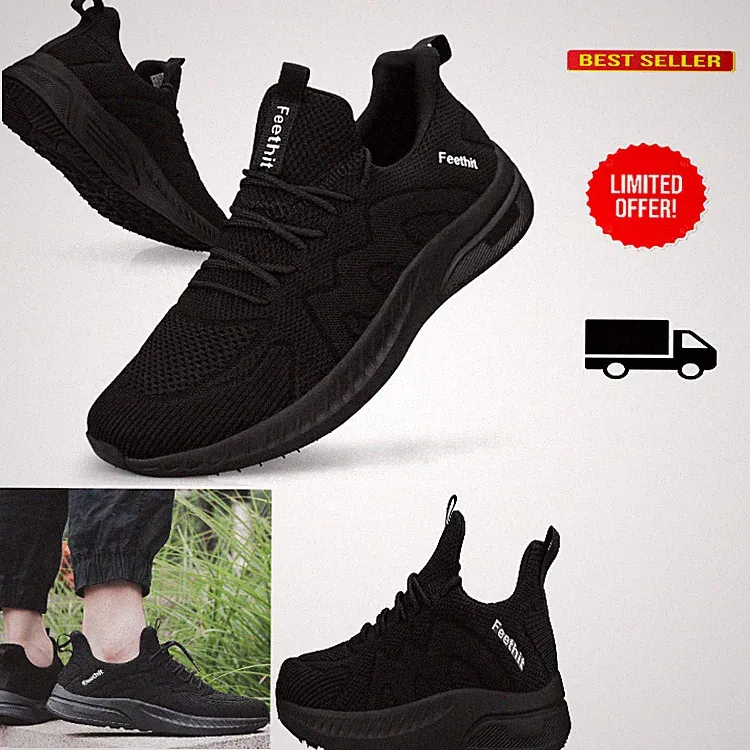 Sneaker Herren Sportschuhe schwarz 45 atmungsaktiv rutschfest leichtgewichtig
