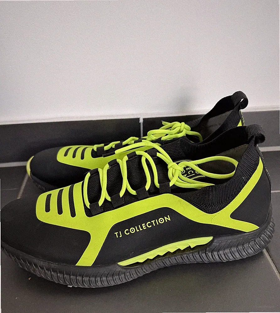 Sneaker Laufschuhe Herren Schuhe von TJ Collection Gr. 45 schwarz/neongelb
