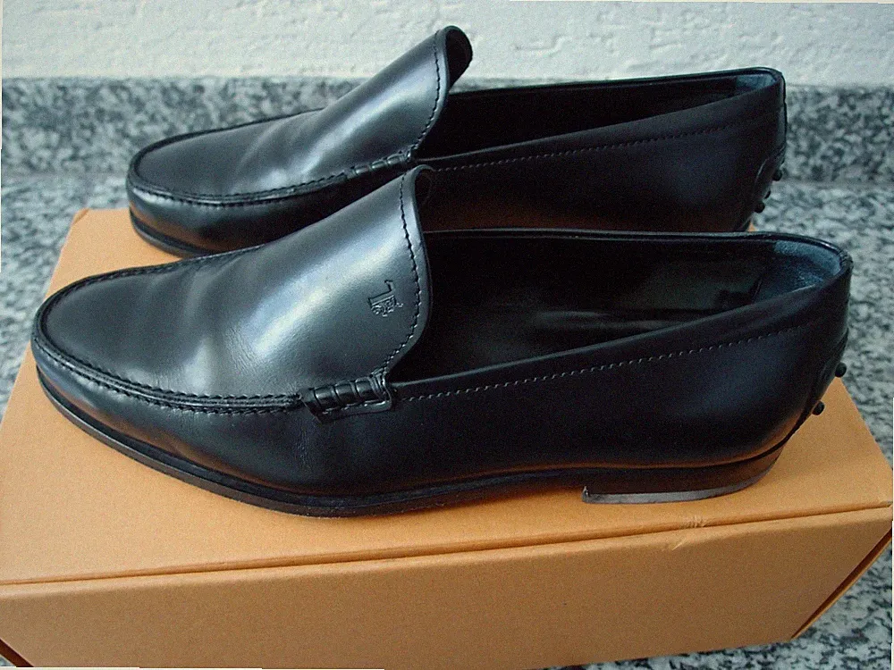 TODS 8 42 Herren Leder schwarz Mokassins Laufschuhe Schuhe Slipper