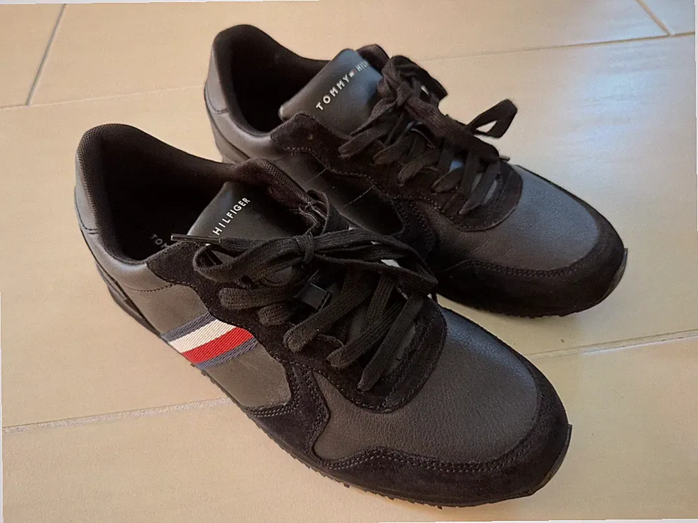 Tommy Hilfiger Herren Iconic Retro-Lauf-Sneaker Aus Leder Sneaker Schuhe EU 42