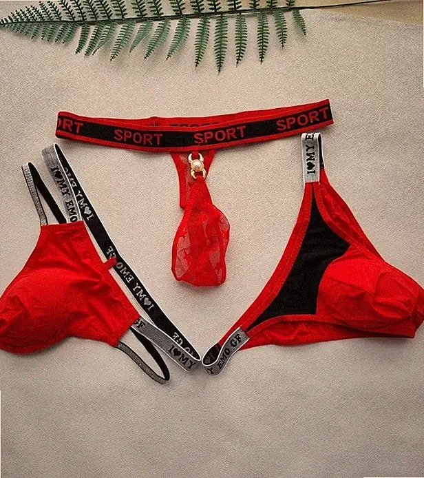 TOP sehr sexy 3-teiliges Herren-Thong-Set, Farbe rot oder schwarz, TOP Qualität