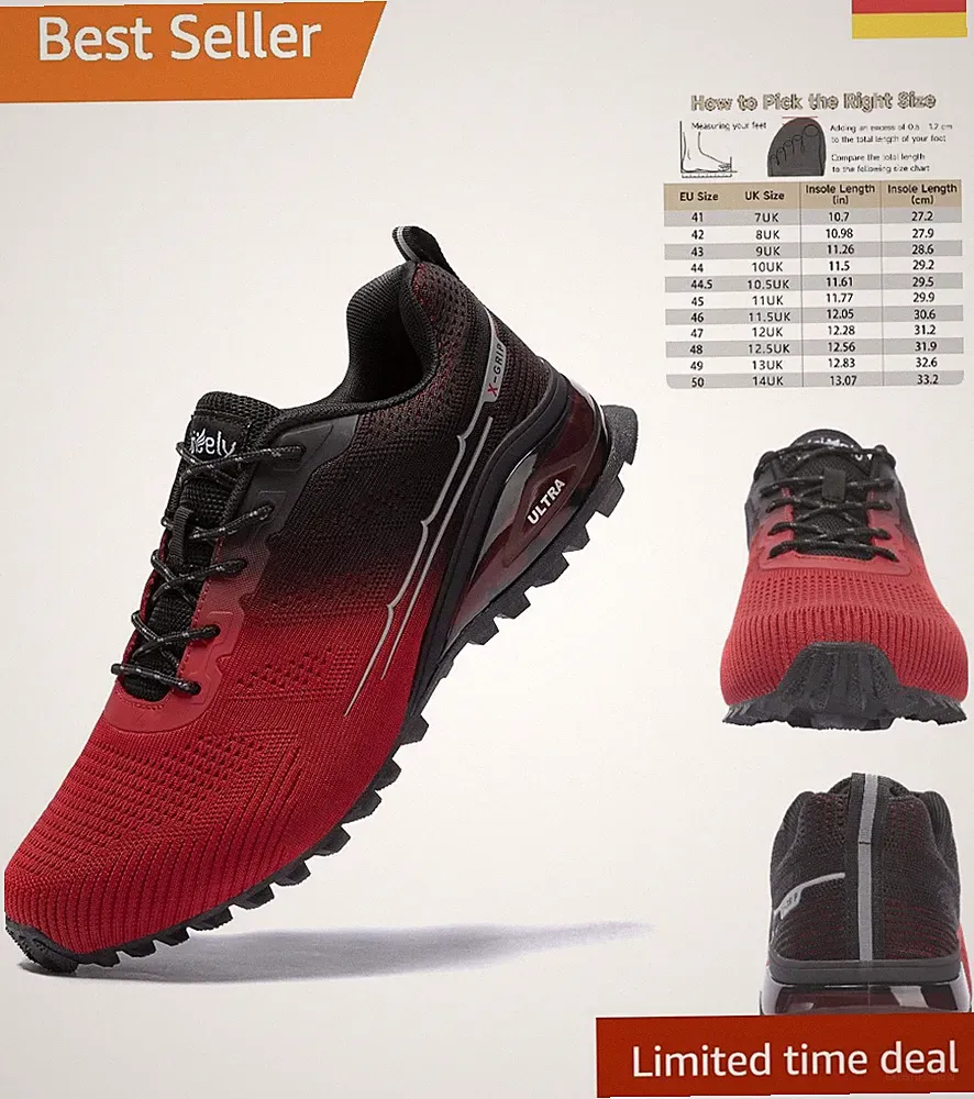 Trailschuhe Herren in Rot Schwarz – Ideal für Wanderungen und Outdoor Fitness