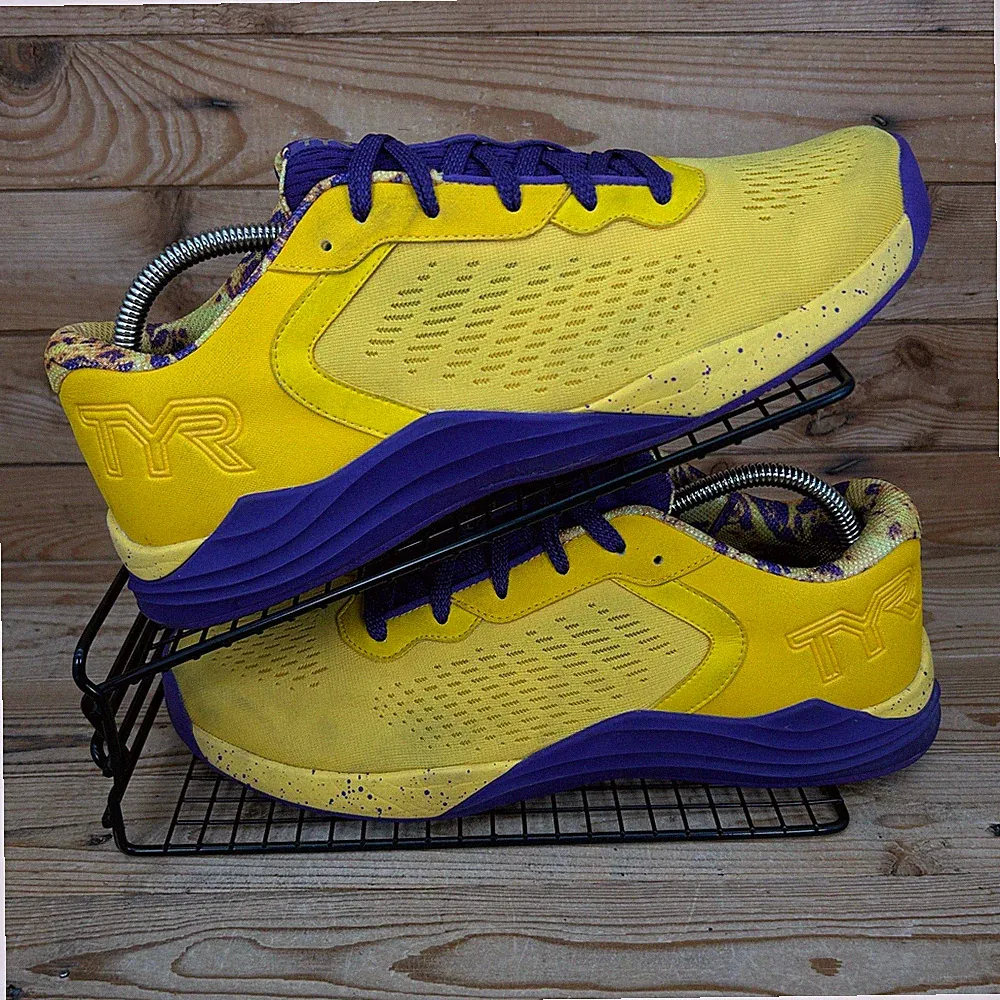 TYR Turnschuhe Herren Größe UK 10 CXT-1 gelb lila Crossfit Hyrox Gym Lakers Schuhe