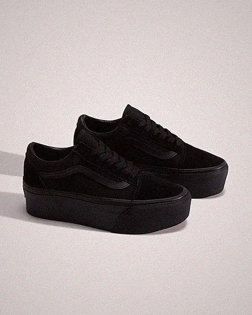 Vans Old Skool Plateau Original Iconic Schuhe Schwarz